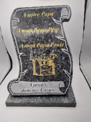 plaque funéraire avec boîte à outils gravée en granit labrador bleu 