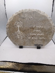 plaque avec gravure arbre de vie et colombe