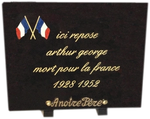 PLaque funéraire drapeaux croisés