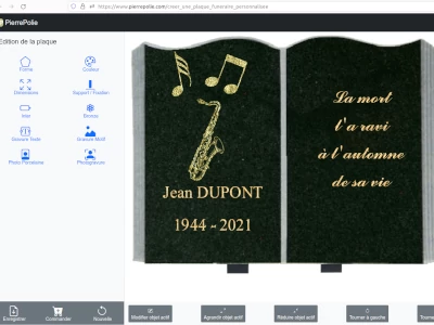 écran module personnalisation plaque funéraire