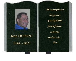 livre funéraire en granit noir